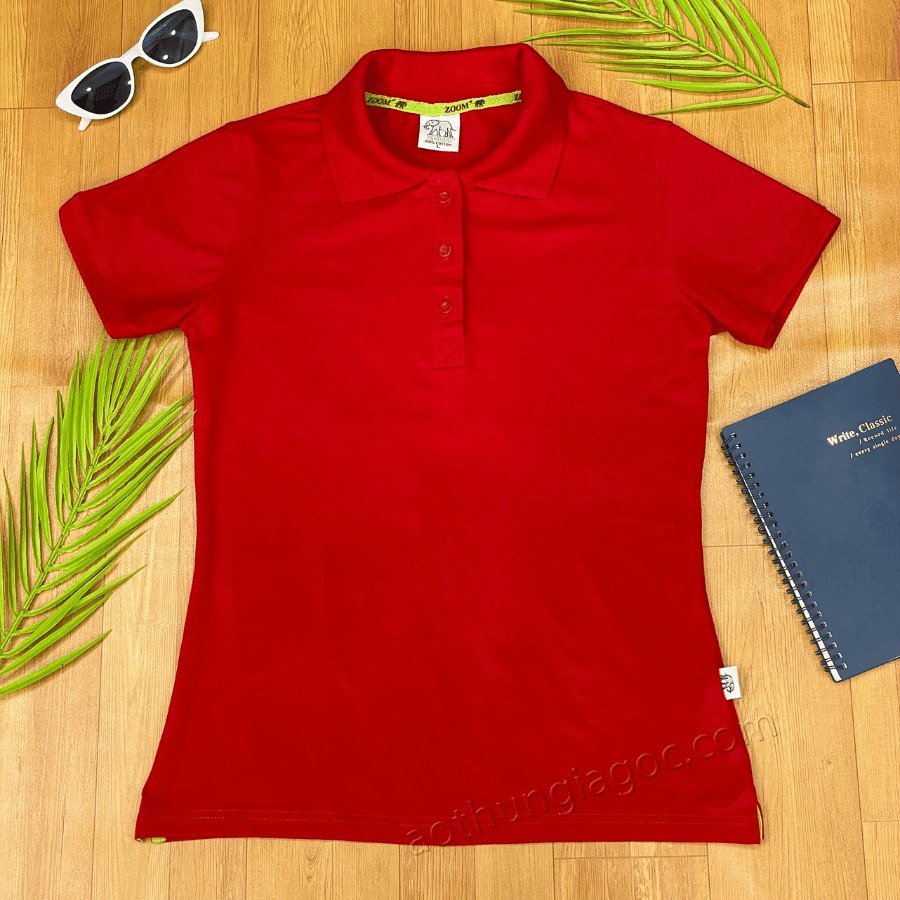 Áo polo cá sấu 4 chiều nữ màu đỏ