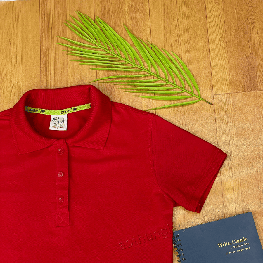 Áo polo cá sấu 4 chiều nữ màu đỏ