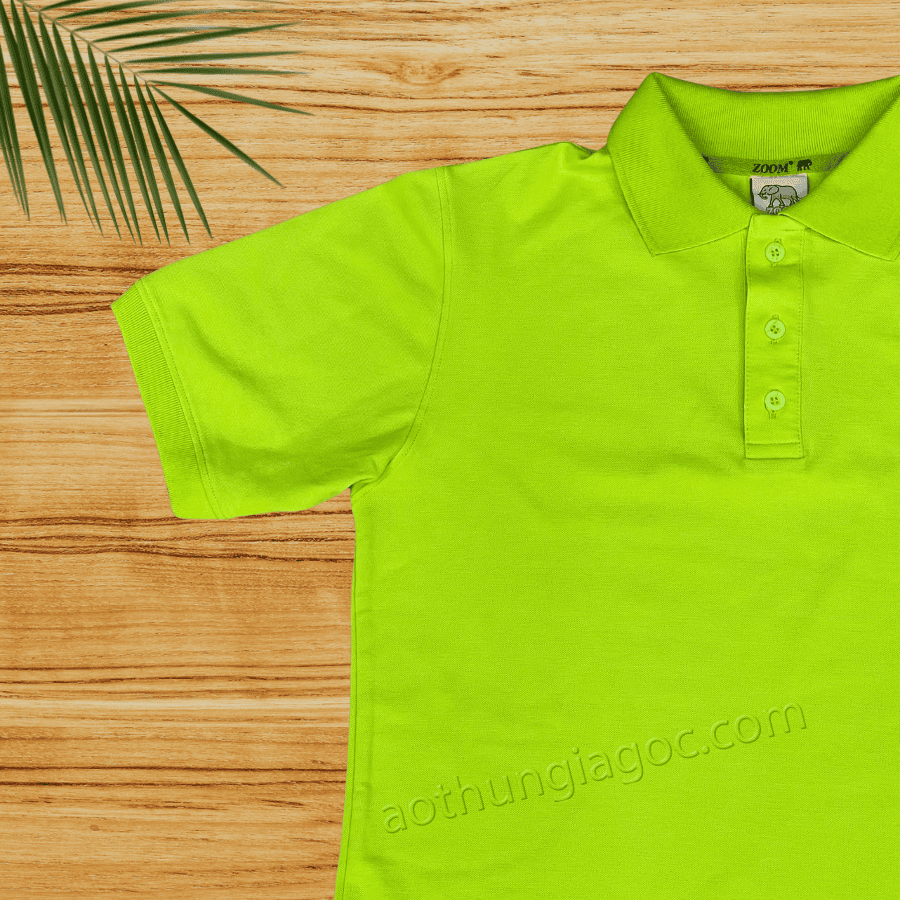 áo polo cá sấu 4 chiều nam màu xanh chuối