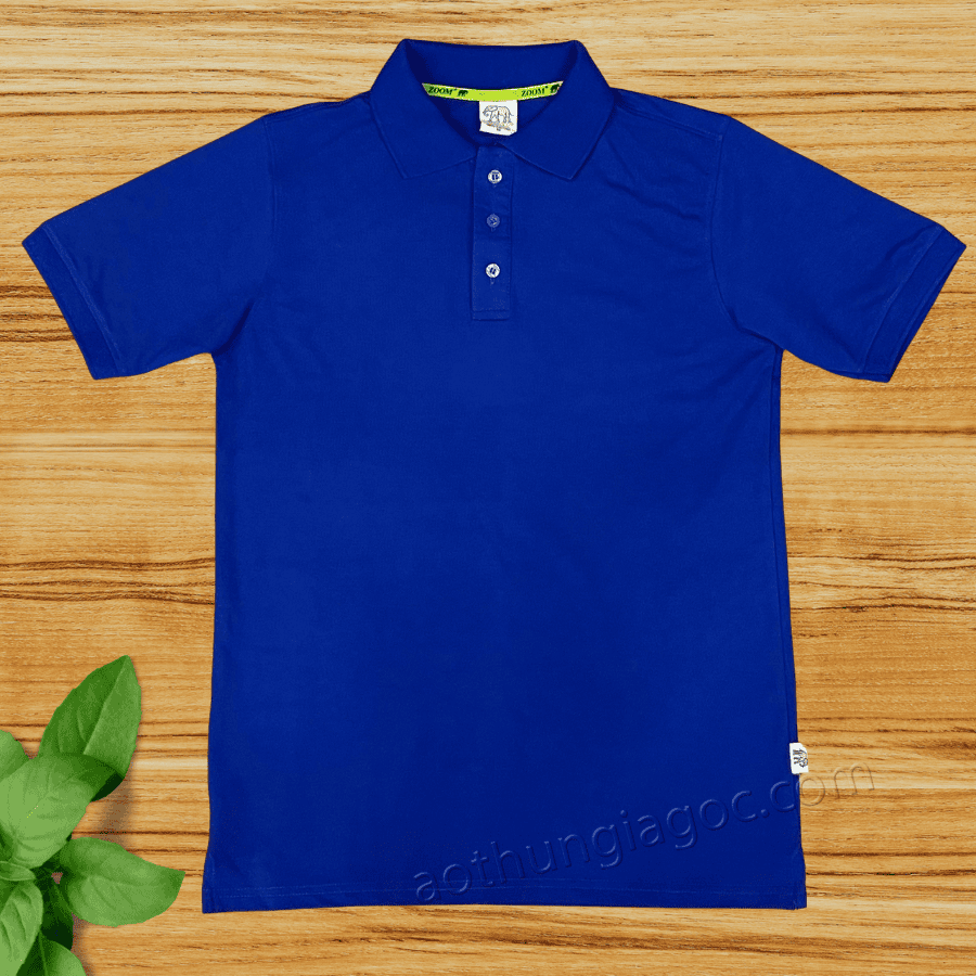 áo polo cá sấu 4 chiều nam màu xanh bích
