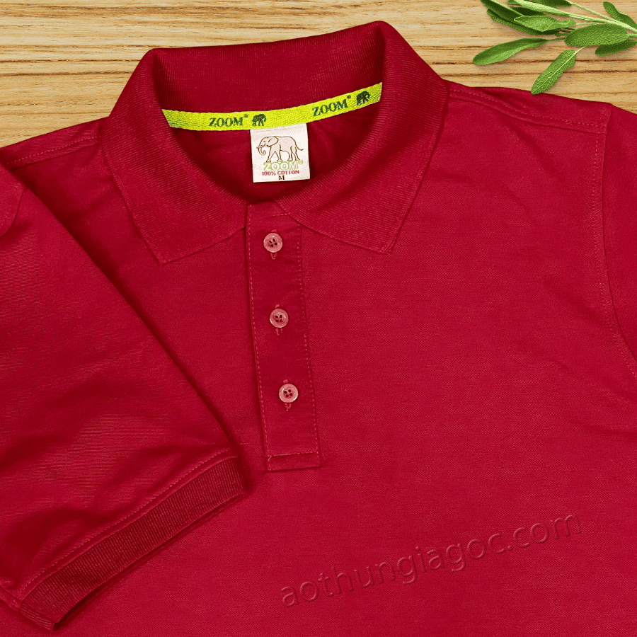 áo polo cá sấu 4 chiều nam màu đỏ đô