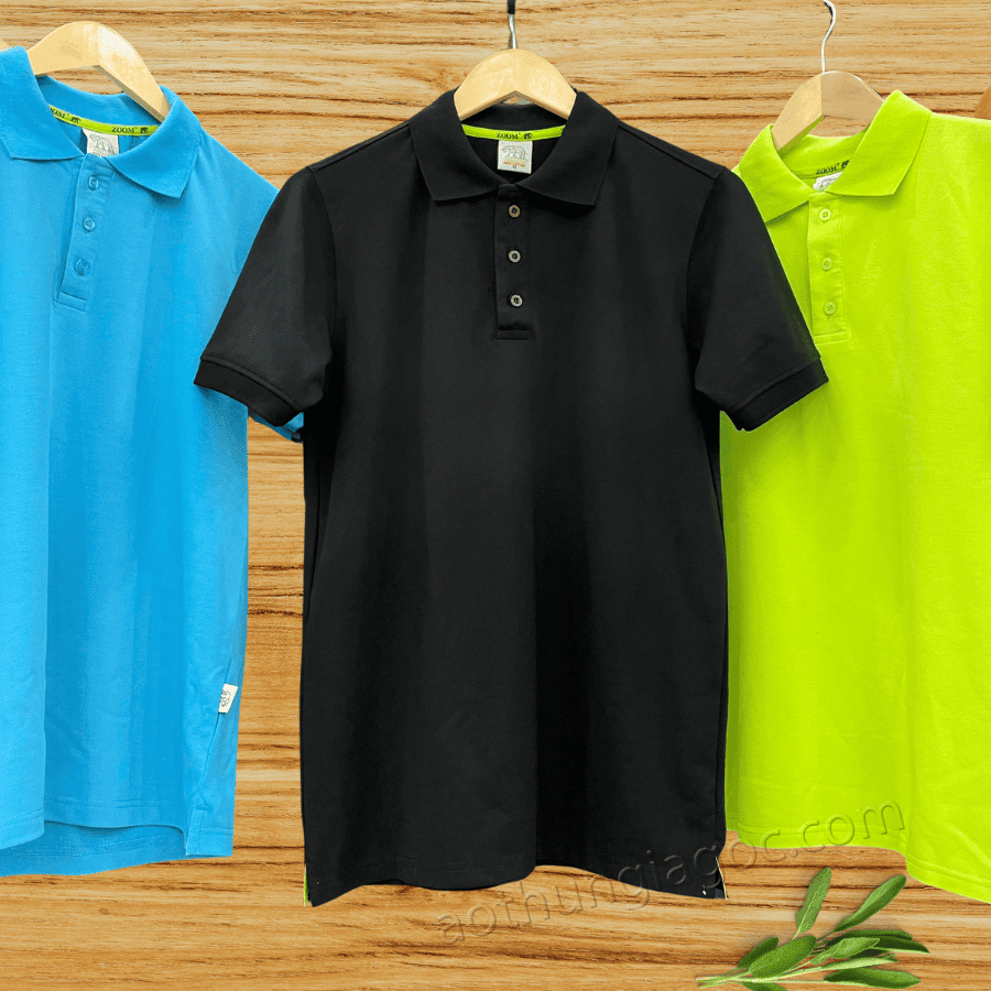 áo polo cá sấu 4 chiều nam màu đen