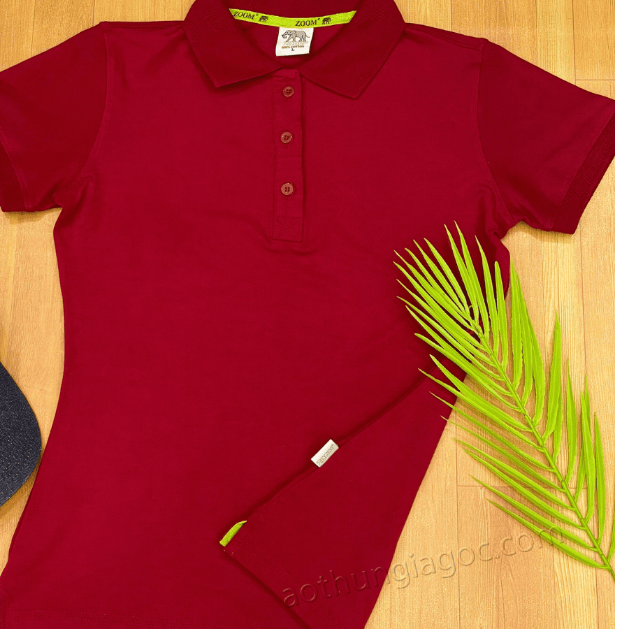 áo polo cá sấu 4 chiều nữ màu đỏ đô