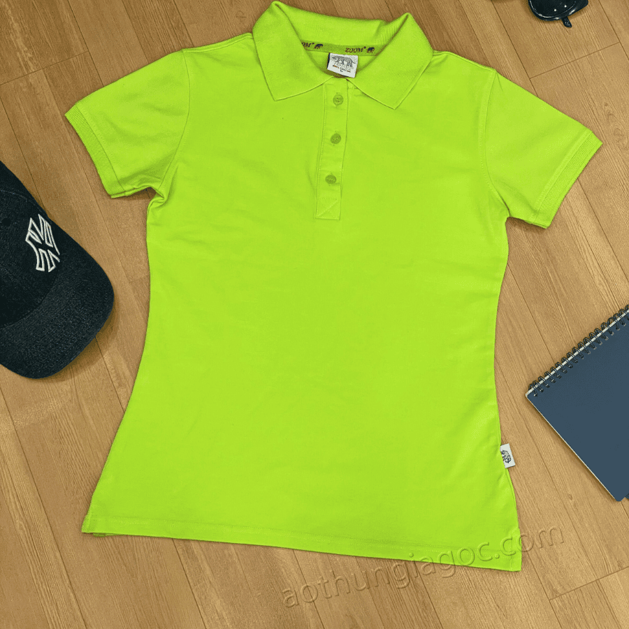 áo polo cá sấu 4 chiều nữ màu xanh chuối