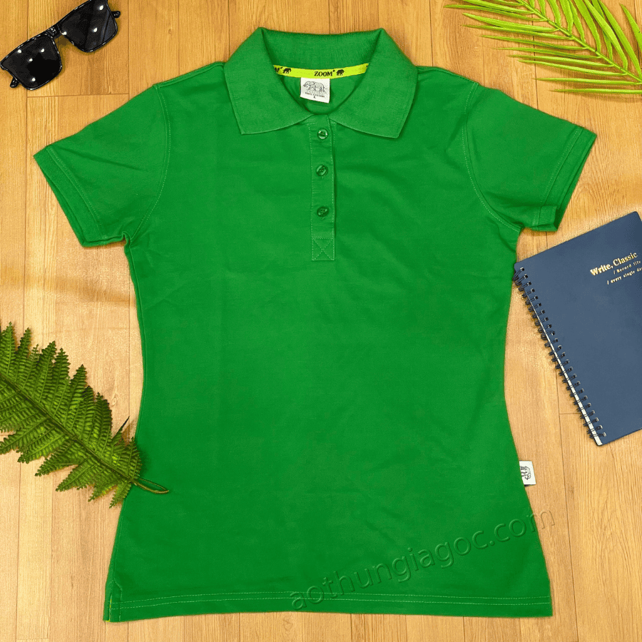 Áo polo cá sấu 4 chiều nữ màu xanh két