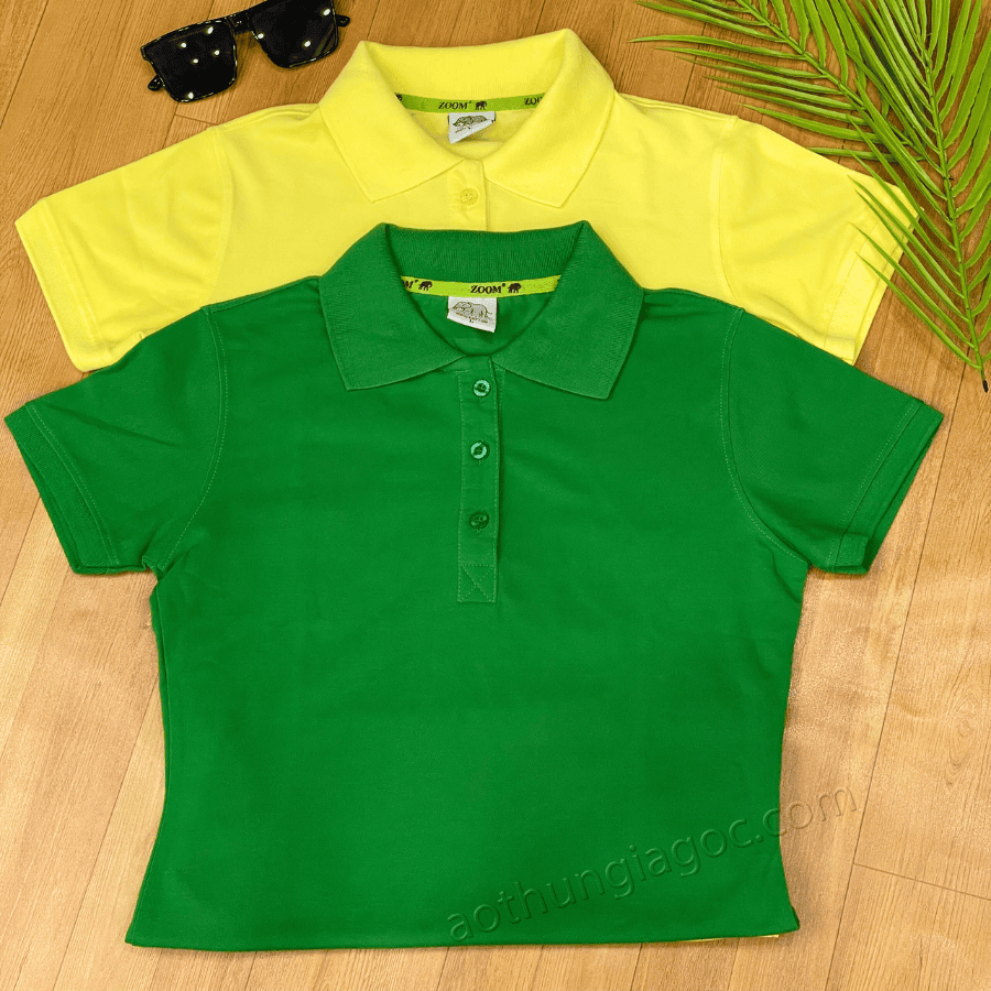 Áo polo cá sấu 4 chiều nữ màu xanh két